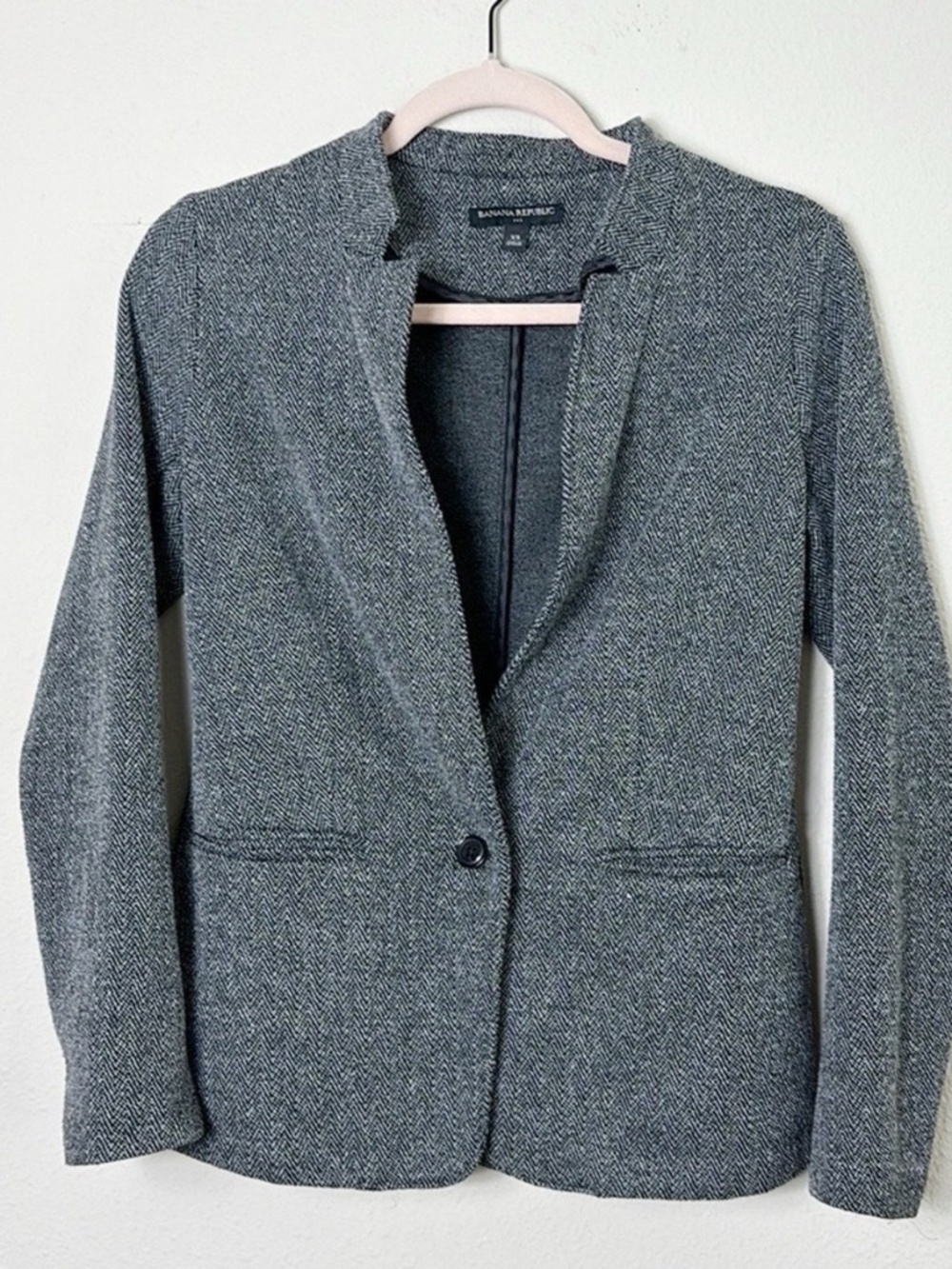 Banana Republic Knit Herringbone Blazer Jacket Single Button, Small